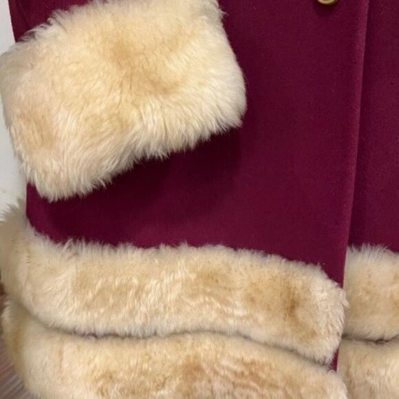 Vintage Winkelmans Wool Coat with Fur Trim Burgundy- Pristine condition! S/M - Picture 4 of 16